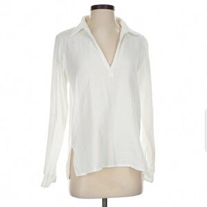 American Colors by Alex Lehr White Cotton Long Sleeve Shirt Size Medium